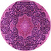 Round Machine Washable Medallion Pink Traditional Rug, wshtr4157pnk