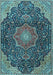 Machine Washable Medallion Light Blue Traditional Rug, wshtr4157lblu