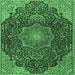 Square Medallion Emerald Green Traditional Rug, tr4157emgrn