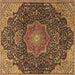 Square Medallion Brown Traditional Rug, tr4157brn