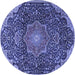 Round Medallion Blue Traditional Rug, tr4157blu