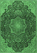 Machine Washable Medallion Emerald Green Traditional Area Rugs, wshtr4157emgrn