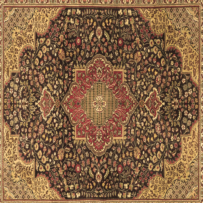 Square Machine Washable Medallion Brown Traditional Rug, wshtr4157brn