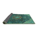 Sideview of Medallion Turquoise Traditional Rug, tr4157turq