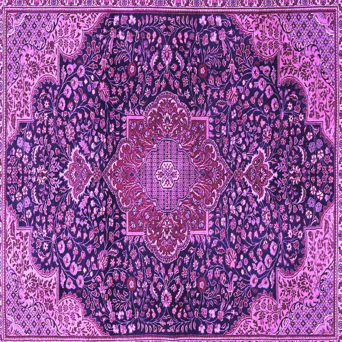 Square Machine Washable Medallion Purple Traditional Area Rugs, wshtr4157pur
