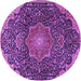 Round Medallion Purple Traditional Rug, tr4157pur