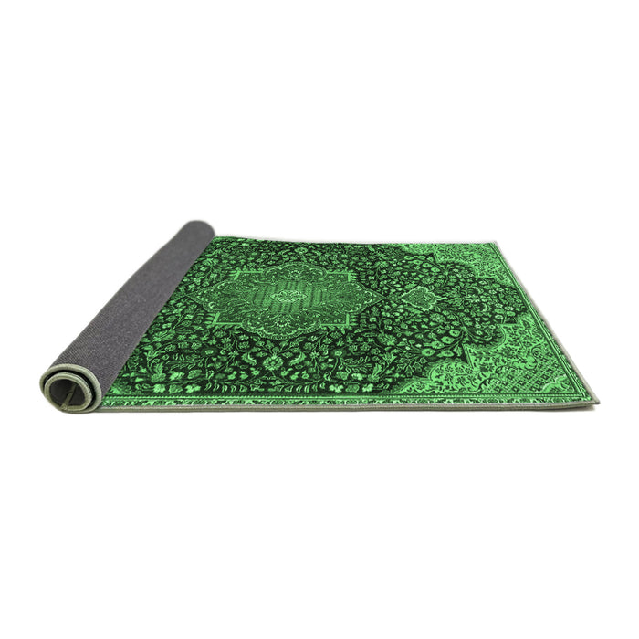 Sideview of Medallion Emerald Green Traditional Rug, tr4157emgrn