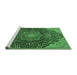 Sideview of Machine Washable Medallion Emerald Green Traditional Area Rugs, wshtr4157emgrn