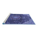 Sideview of Machine Washable Medallion Blue Traditional Rug, wshtr4157blu