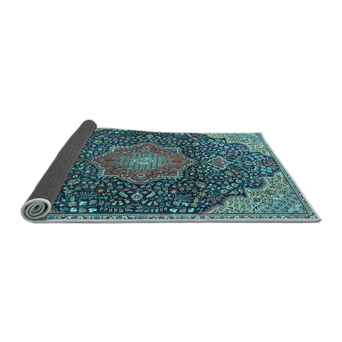 Sideview of Medallion Light Blue Traditional Rug, tr4157lblu