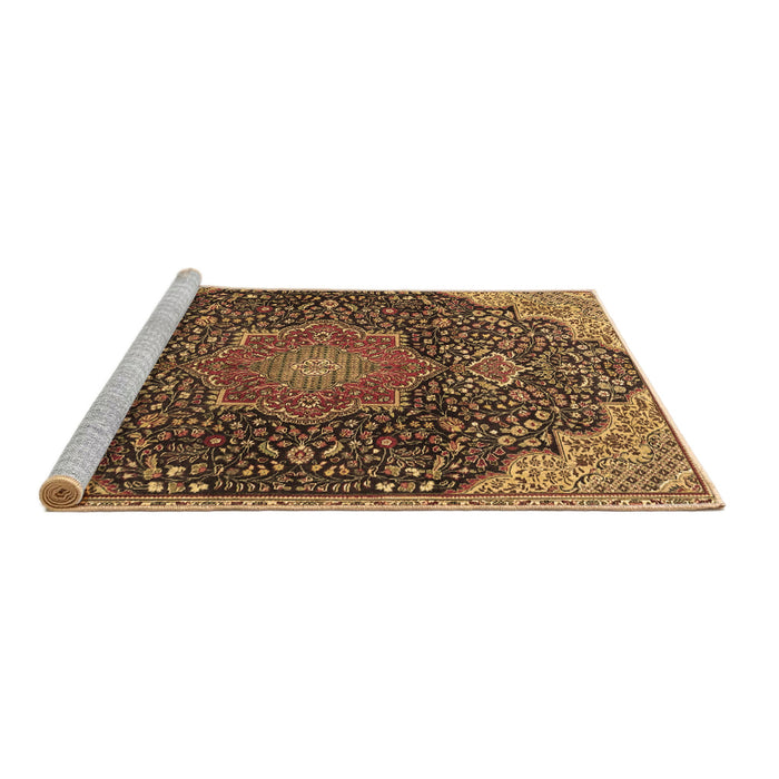 Sideview of Machine Washable Medallion Brown Traditional Rug, wshtr4157brn