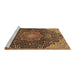 Sideview of Machine Washable Medallion Brown Traditional Rug, wshtr4157brn