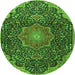 Machine Washable Medallion Green Traditional Area Rugs, wshtr4157grn