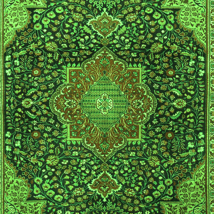 Serging Thickness of Machine Washable Medallion Green Traditional Area Rugs, wshtr4157grn