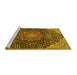 Sideview of Machine Washable Medallion Yellow Traditional Rug, wshtr4157yw