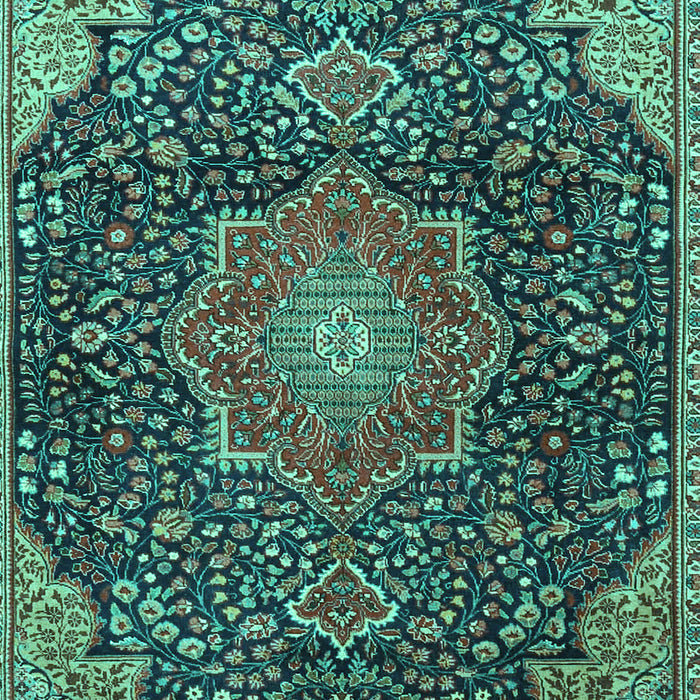 Machine Washable Medallion Turquoise Traditional Area Rugs, wshtr4157turq