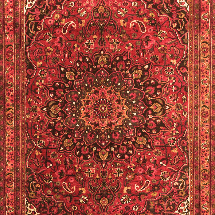 Serging Thickness of Machine Washable Medallion Orange Traditional Area Rugs, wshtr4158org
