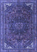 Machine Washable Medallion Blue Traditional Rug, wshtr4158blu