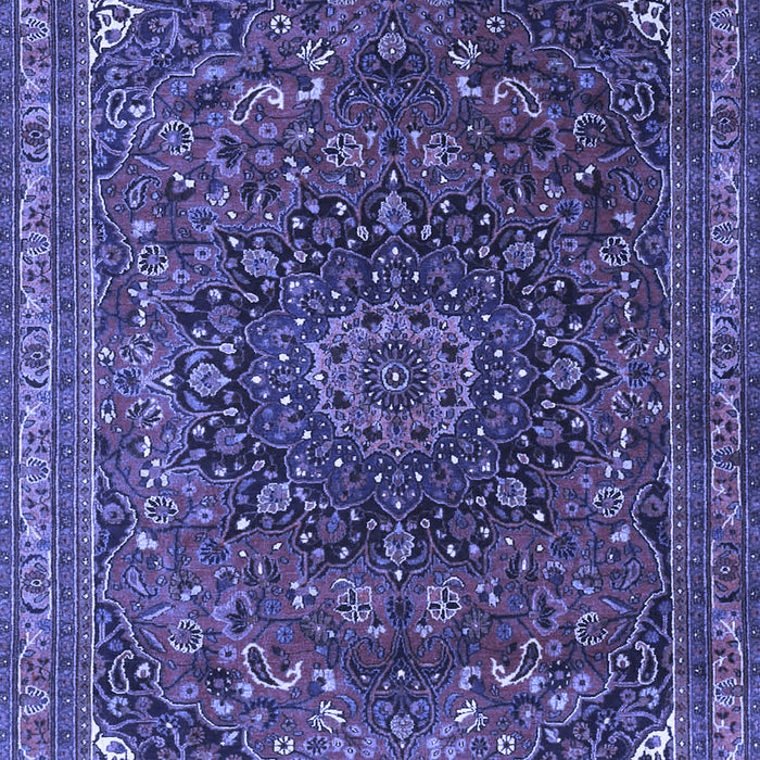 Machine Washable Medallion Blue Traditional Rug, wshtr4158blu