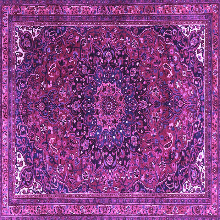 Square Machine Washable Medallion Purple Traditional Area Rugs, wshtr4158pur