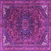 Square Machine Washable Medallion Purple Traditional Area Rugs, wshtr4158pur