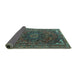 Sideview of Medallion Turquoise Traditional Rug, tr4158turq