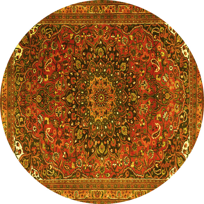 Round Medallion Yellow Traditional Rug, tr4158yw