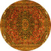 Round Medallion Yellow Traditional Rug, tr4158yw