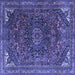 Square Medallion Blue Traditional Rug, tr4158blu