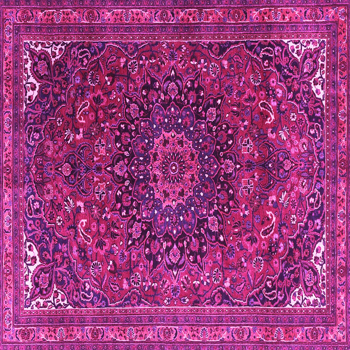 Square Machine Washable Medallion Pink Traditional Rug, wshtr4158pnk