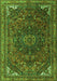 Serging Thickness of Machine Washable Medallion Green Traditional Area Rugs, wshtr4158grn