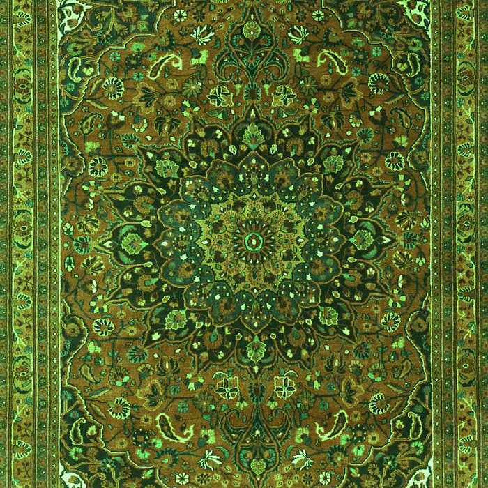 Serging Thickness of Machine Washable Medallion Green Traditional Area Rugs, wshtr4158grn