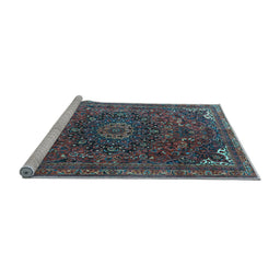 Sideview of Machine Washable Medallion Light Blue Traditional Rug, wshtr4158lblu