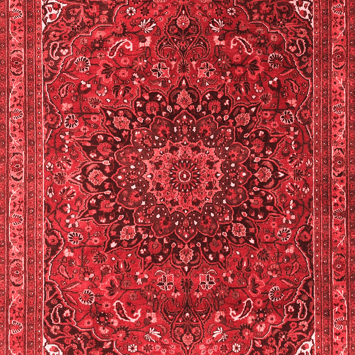 Machine Washable Medallion Red Traditional Rug, wshtr4158red