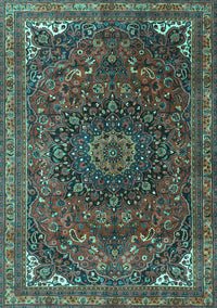 Medallion Turquoise Traditional Rug, tr4158turq