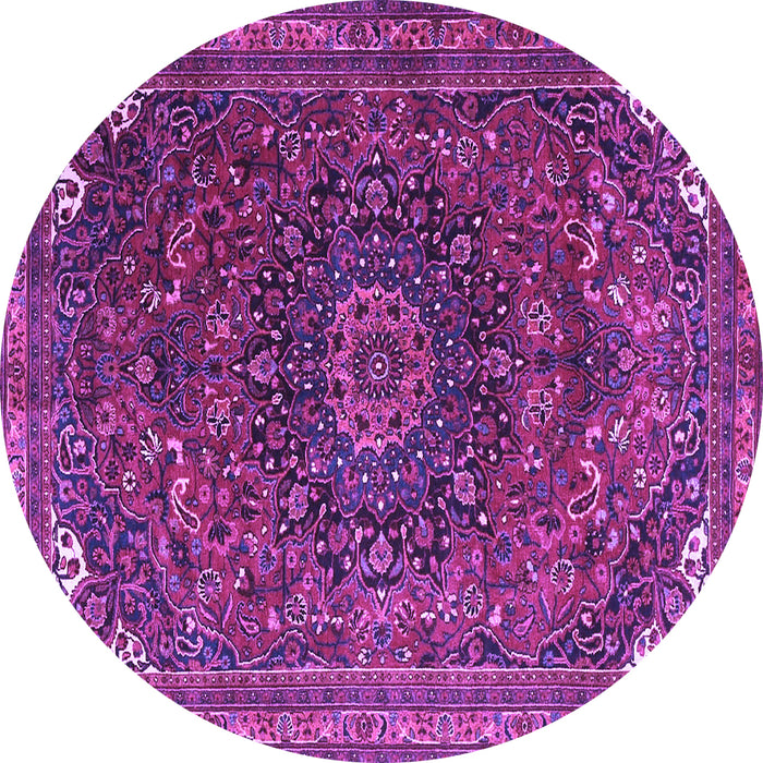 Round Medallion Purple Traditional Rug, tr4158pur
