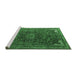 Sideview of Machine Washable Medallion Emerald Green Traditional Area Rugs, wshtr4158emgrn