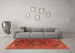 Machine Washable Medallion Orange Traditional Area Rugs in a Living Room, wshtr4158org