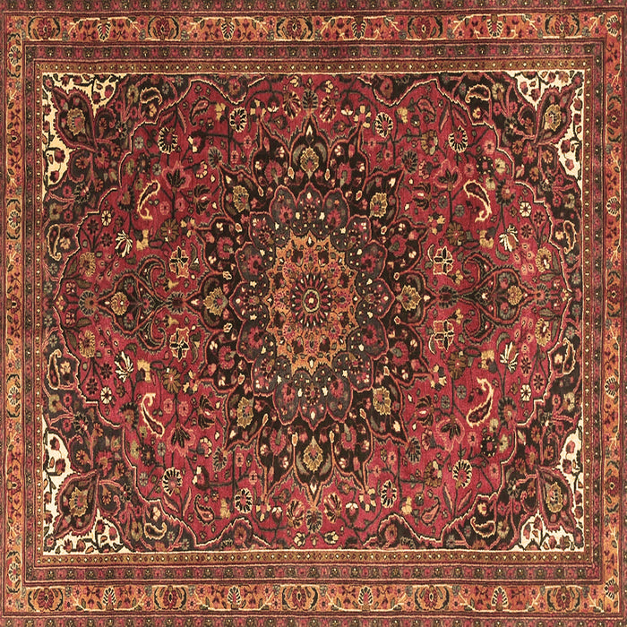 Square Machine Washable Medallion Brown Traditional Rug, wshtr4158brn