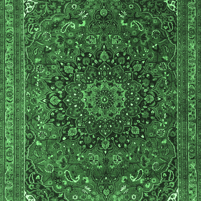 Machine Washable Medallion Emerald Green Traditional Area Rugs, wshtr4158emgrn