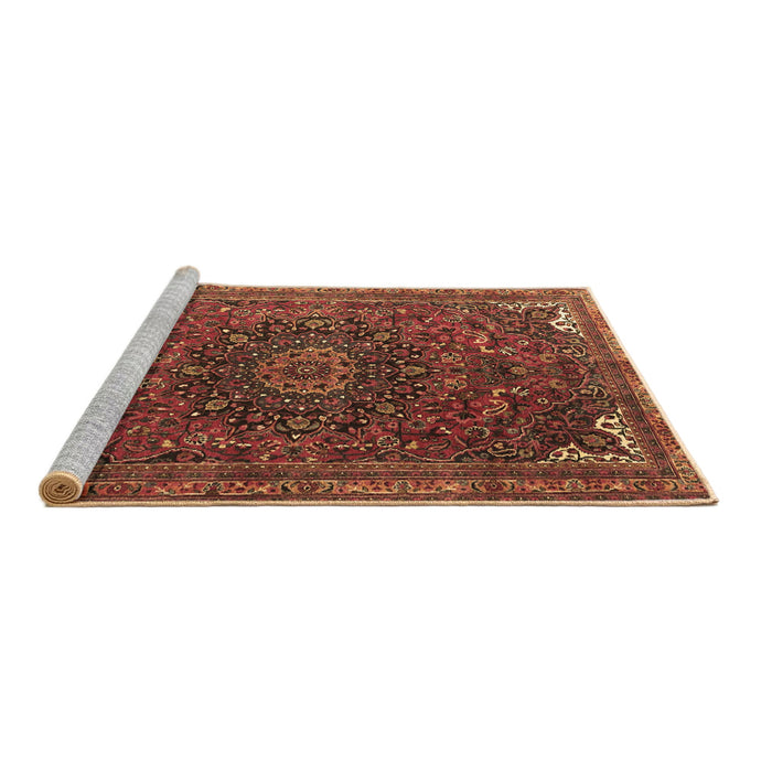 Sideview of Machine Washable Medallion Brown Traditional Rug, wshtr4158brn