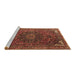 Sideview of Machine Washable Medallion Brown Traditional Rug, wshtr4158brn