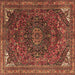 Square Medallion Brown Traditional Rug, tr4158brn