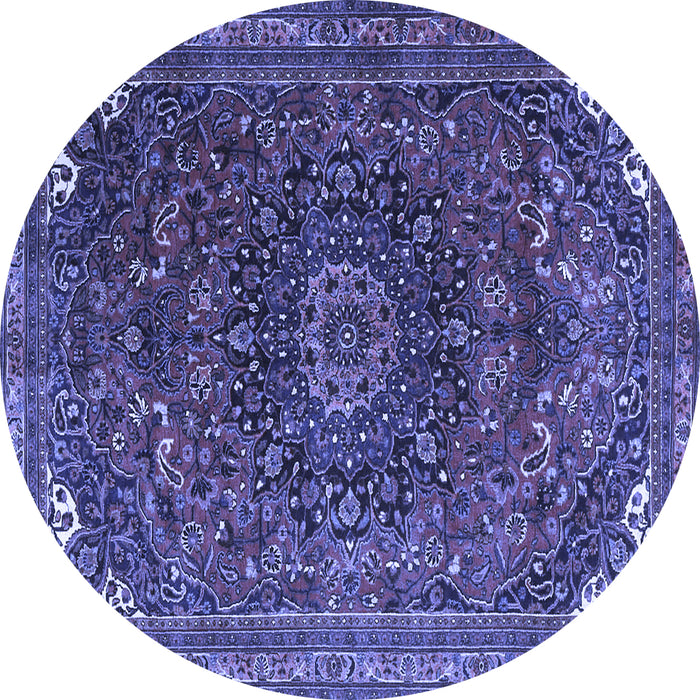 Round Medallion Blue Traditional Rug, tr4158blu