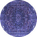 Round Medallion Blue Traditional Rug, tr4158blu