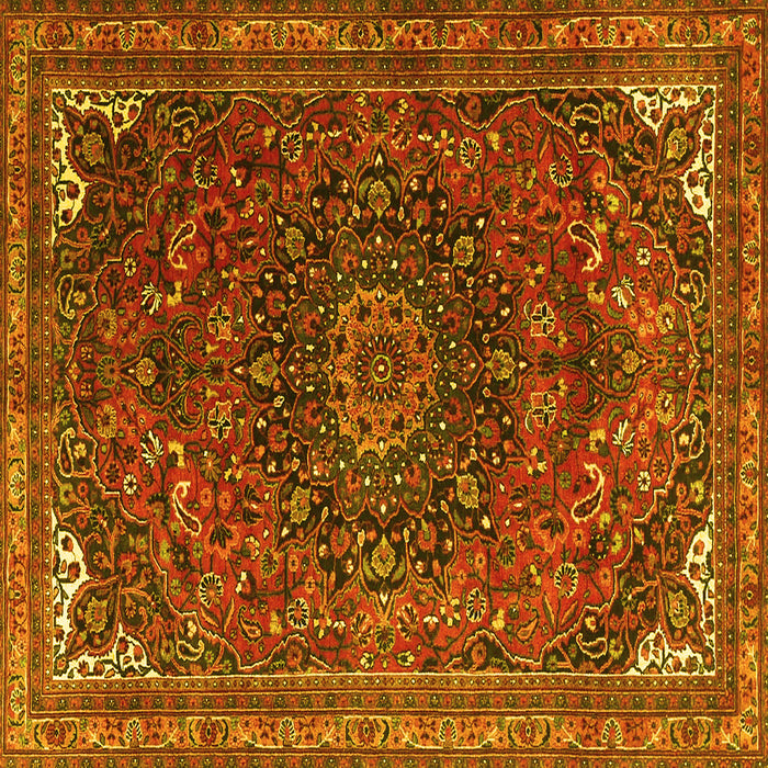 Square Medallion Yellow Traditional Rug, tr4158yw