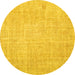 Round Machine Washable Persian Yellow Traditional Rug, wshtr4159yw