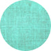 Round Persian Turquoise Traditional Rug, tr4159turq