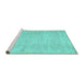 Sideview of Machine Washable Persian Turquoise Traditional Area Rugs, wshtr4159turq