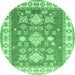 Round Machine Washable Geometric Emerald Green Traditional Area Rugs, wshtr415emgrn